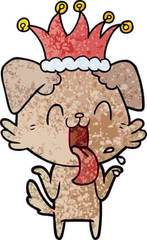 cartoon panting dog shrugging shoulders vector