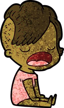 cartoon cool hipster girl talking vector