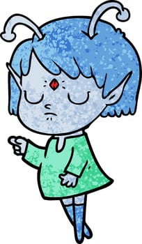 cartoon alien girl vector