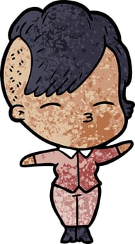 cartoon squinting girl vector