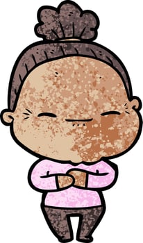 cartoon peaceful old woman vector