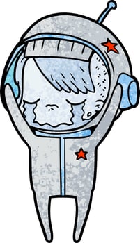 cartoon crying astronaut girl vector