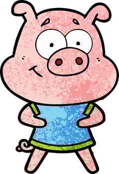 happy cartoon pig vector