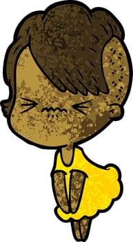 cartoon annoyed hipster girl vector
