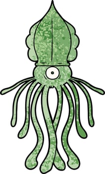 cartoon green squid vector