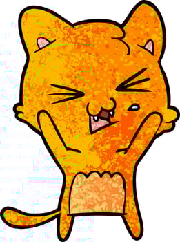 cartoon cat hissing vector