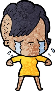 cartoon crying girl vector