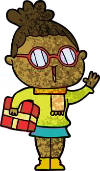 cartoon woman wearing spectacles vector