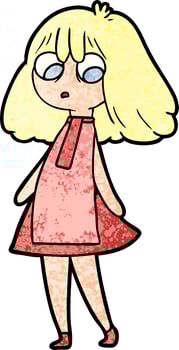cartoon girl in dress vector