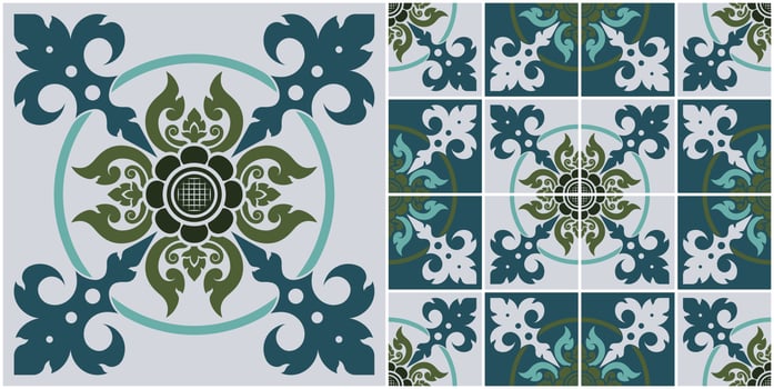 Seamless Thai applied art patterns. Tile style for modern wall and floor decoration. vector