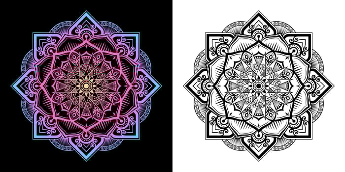 Mandala pattern in 2 type of modern Thai style vector