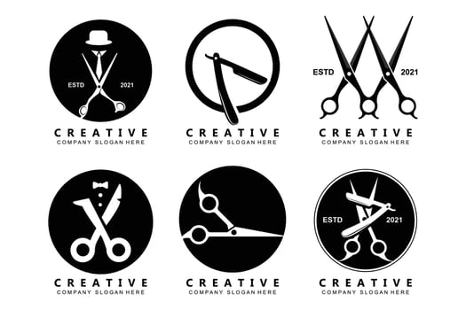 Barber tool scissors logo icon background symbol vector