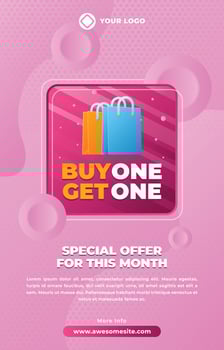 Buy 1 Get 1 Free Poster With Pink Color vector