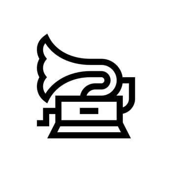Gramophone icon in single color. Music instrument player listen nostalgia vector