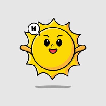 Cute cartoon sun character with happy expression vector
