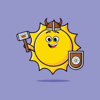 Cute cartoon character Sun viking pirate vector