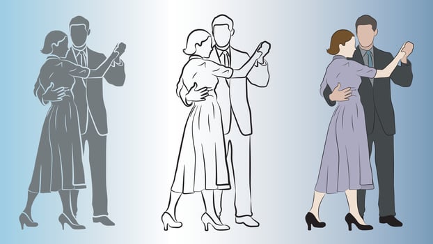People Perform International Standard Dance. vector
