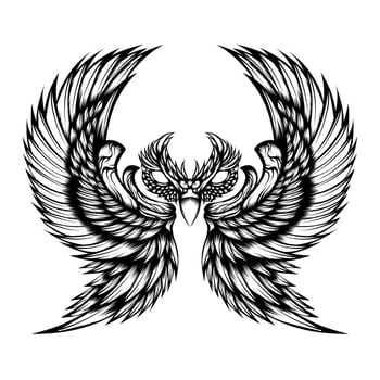 Vintage vector bird wings tattoo design