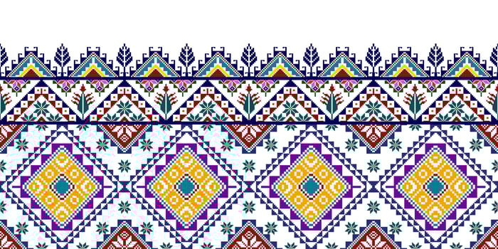 Ikat ethnic seamless pattern design. Aztec fabric carpet mandala ornaments textile decorations wallpaper. Tribal boho native ethnic turkey traditional embroidery vector background