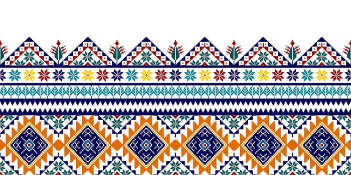 Ikat ethnic seamless pattern design. Aztec fabric carpet mandala ornaments textile decorations wallpaper. Tribal boho native ethnic turkey traditional embroidery vector background