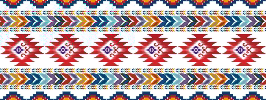 Ikat ethnic seamless pattern design. Aztec fabric carpet mandala ornaments textile decorations wallpaper. Tribal boho native ethnic turkey traditional embroidery vector background