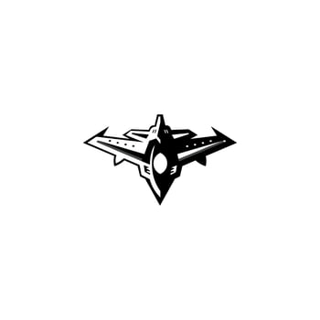 Jet fighter icon, Flight symbol that can be used for any platform and purpose, Logo Template isolated on white. vector