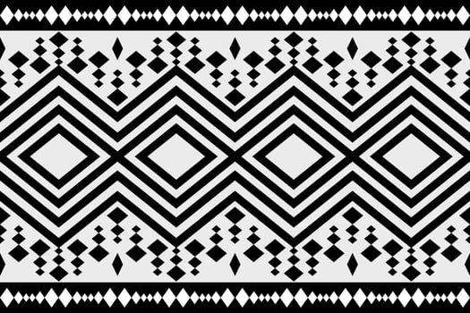 Black and white geometric ethnic seamless pattern design for wallpaper, background, fabric, curtain, carpet, clothing, and wrapping vector illustration.