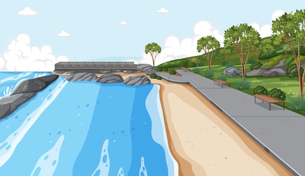 Beach coastal environment background vector