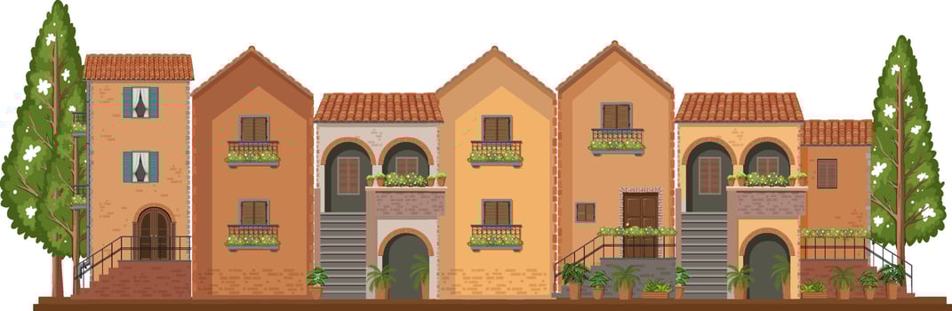 Suburban Row House Vintage vector