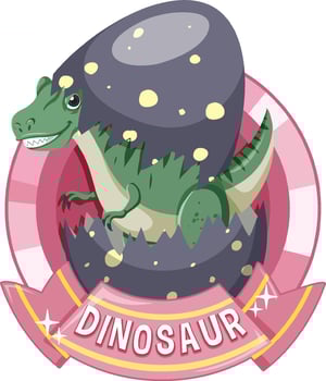 Cute dinosaur cartoon badge vector