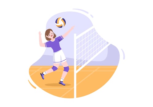 Volleyball Player on the Attack for Sport Competition Series Indoor in Flat Cartoon Illustration vector