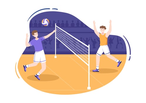 Volleyball Player on the Attack for Sport Competition Series Indoor in Flat Cartoon Illustration vector