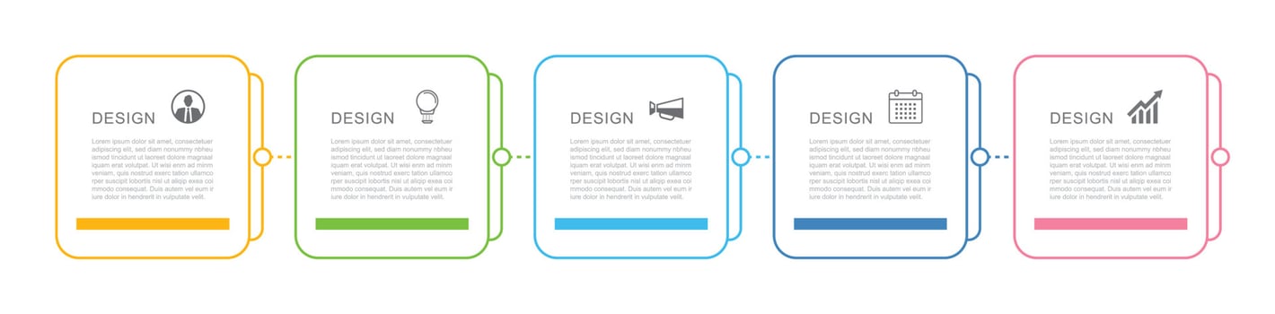 5 data infographics square tab thin line index template. Vector illustration abstract background.
