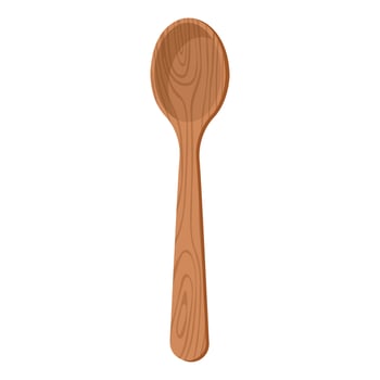 Cartoon nature wooden kitchenware utensil spoon with wood grain texture vector