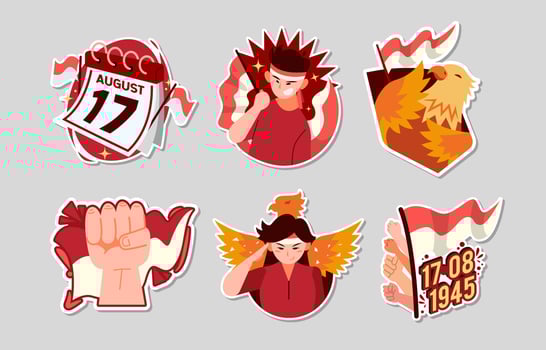 Indonesia Independence Day Sticker Concept vector