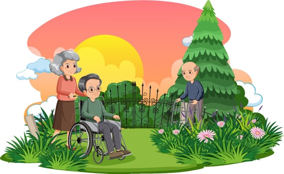 Elderly people at park vector
