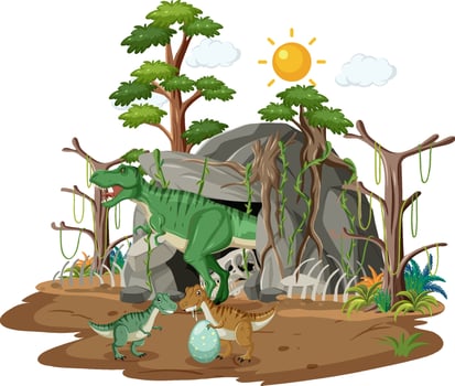 Dinosaur in the forest isolated vector