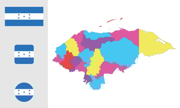 Map and flag of Honduras vector