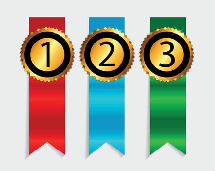 1, 2, 3 Gold Label Vector Illustration