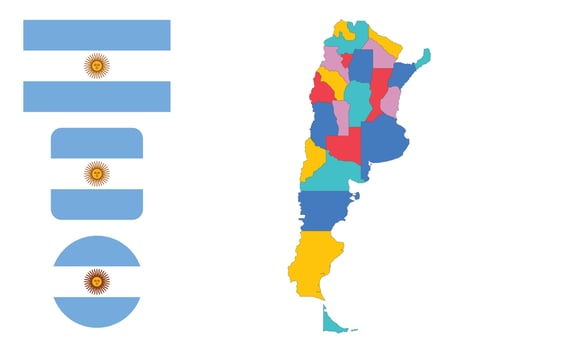 Map and flag of Argentina vector
