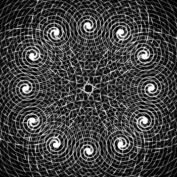 Black and White Abstract Psychedelic Art Background. Vector Illustration.