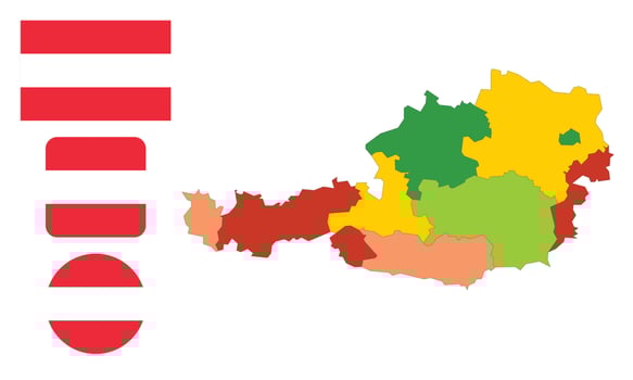 Map and flag of Austria vector