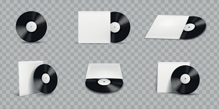 Isolated Vinyl Record Covers Mockup Realistic Icon Set vector