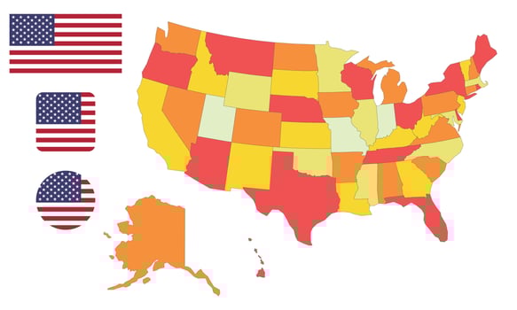 Map and flag of United States vector
