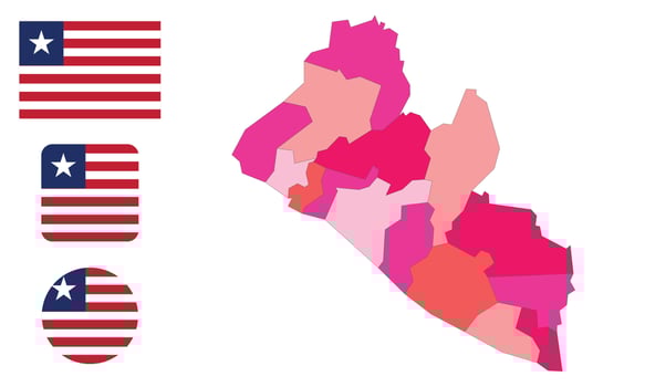 Map and flag of Liberia vector