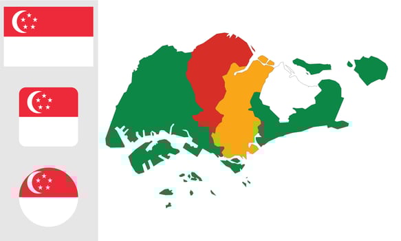 Map and flag of Singapore vector