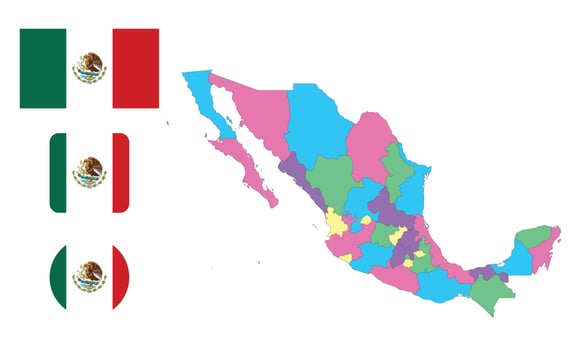 Map and flag of Mexico vector