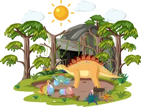 Dinosaur in the forest isolated vector