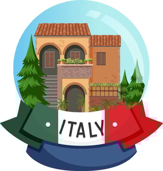 Italy banner label with house buildings vector