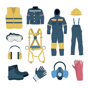 Personal Protective Equipment Flat Set vector